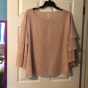 Soft nude top with gold accents
